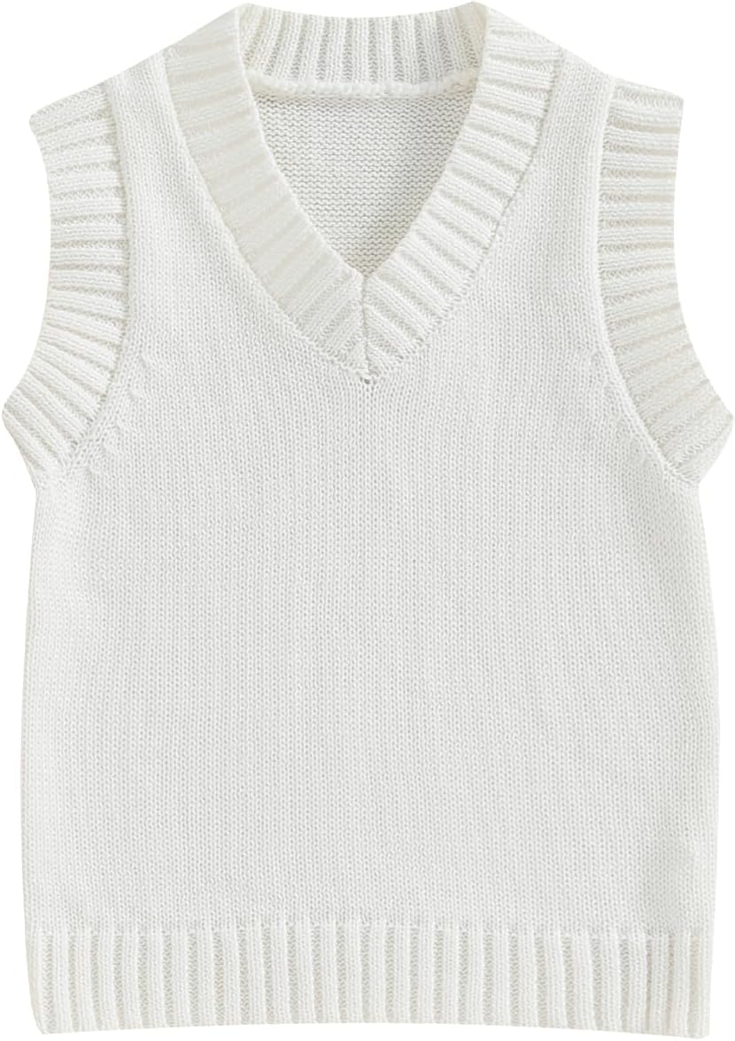 Baby Sweater Vest Toddler Boy Girl Sleeveless V-Neck Solid Knit Vest Fall Winter Clothes