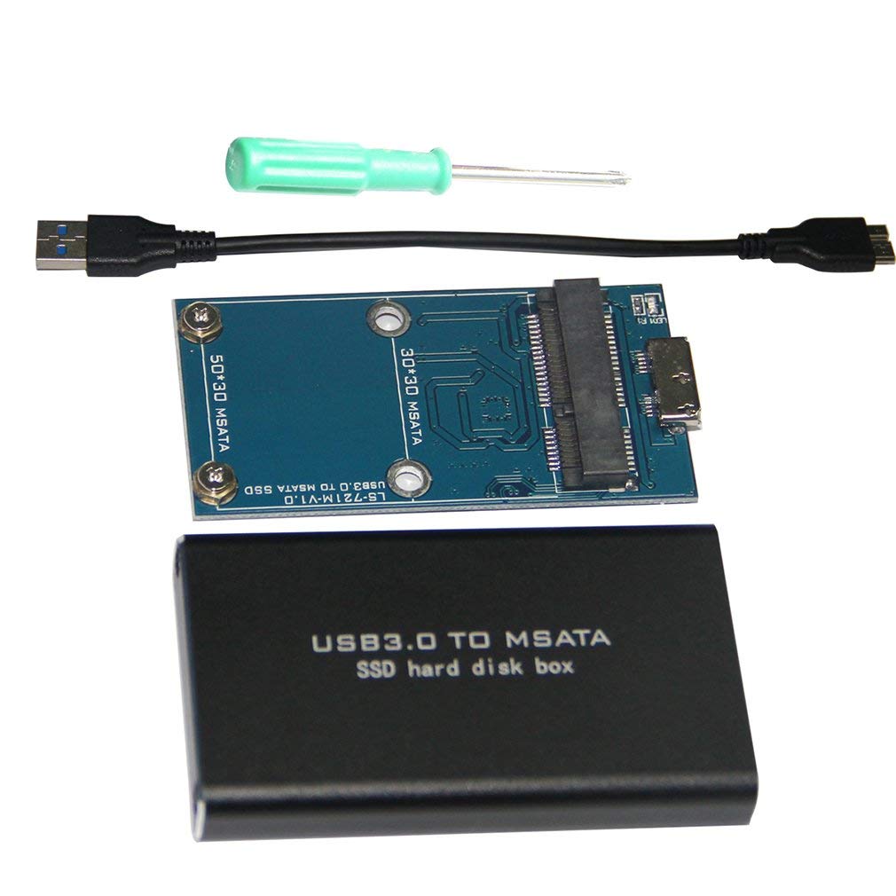 LS-721M USB 3.0 TO MSATA SSD Hard Disk Box for 3060/3042 Storage with Cable (Black