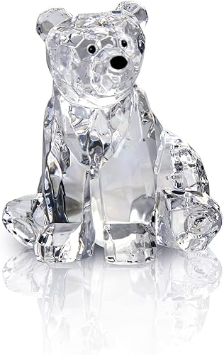 Miniatura 6 de Figura acrílica de oso lindo animal para decoración del hogar, no decoraciones de cristal para estantería, mesa de comedor y escritorio (B)