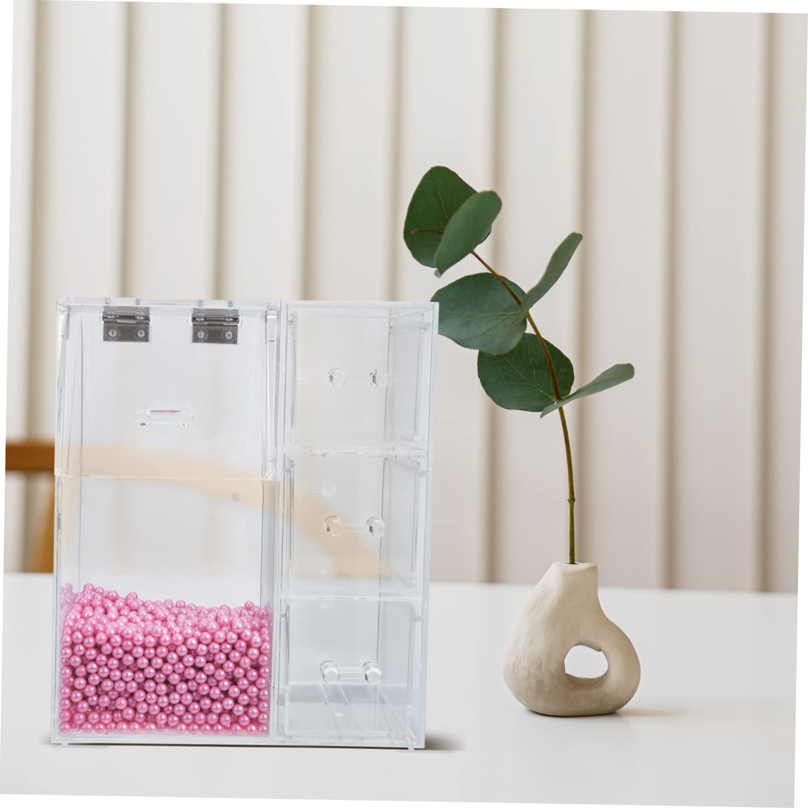 Healeved Porte-pinceaux de Maquillage avec Couvercle Pot à Pinceaux Cosmétiques Support à Cosmétiques Organisateur Outils de Maquillage Transparent pour Coiffeuse