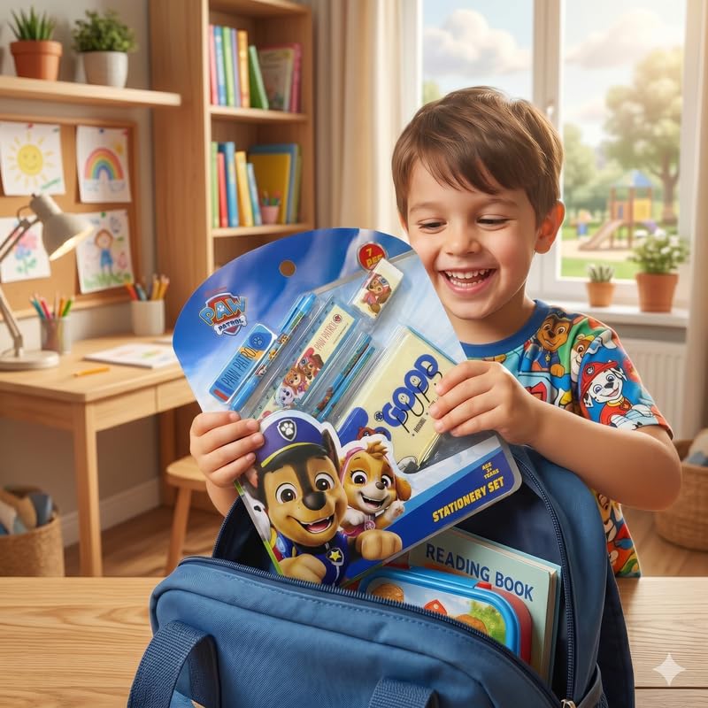 Image of Paw Patrol 7 pcs Stationery SetSchool Supplies Kit Multicolor Return Gift for Kids Age 3 Years +