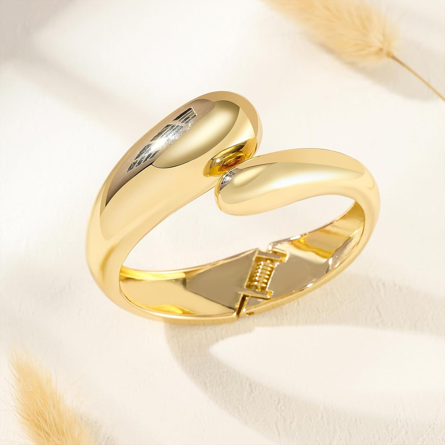 Chunky 14K Gold Plated Bracelet for Women Statement Leopard Bracelets Layered 14K Gold Plated Bangles with Cheetah Print - Image 2