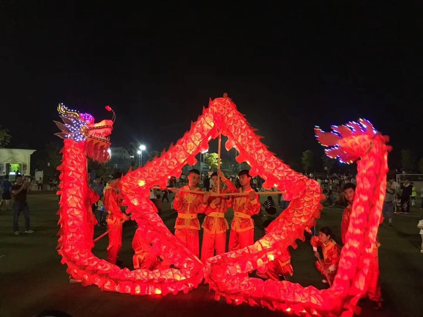 BKEKM Danza del Leone 10,3 Metri Danza del Leone Drago Luce a LED Testa di Danza del Leone per Sport all'Aria Aperta Set di Danza del Leone Mascotte Puntelli di Danza del Leone