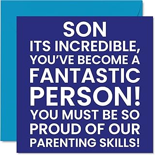Funny Birthday Cards for Son - Amazing Person - Joke Happy Birthday Card for Son from Mum or Dad, Son Birthday Gifts from Parents, 145mm x 145mm Birthday Greeting Cards Gift for Son
