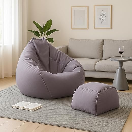 Bean Bag Cover with Footrest 4XL Grey