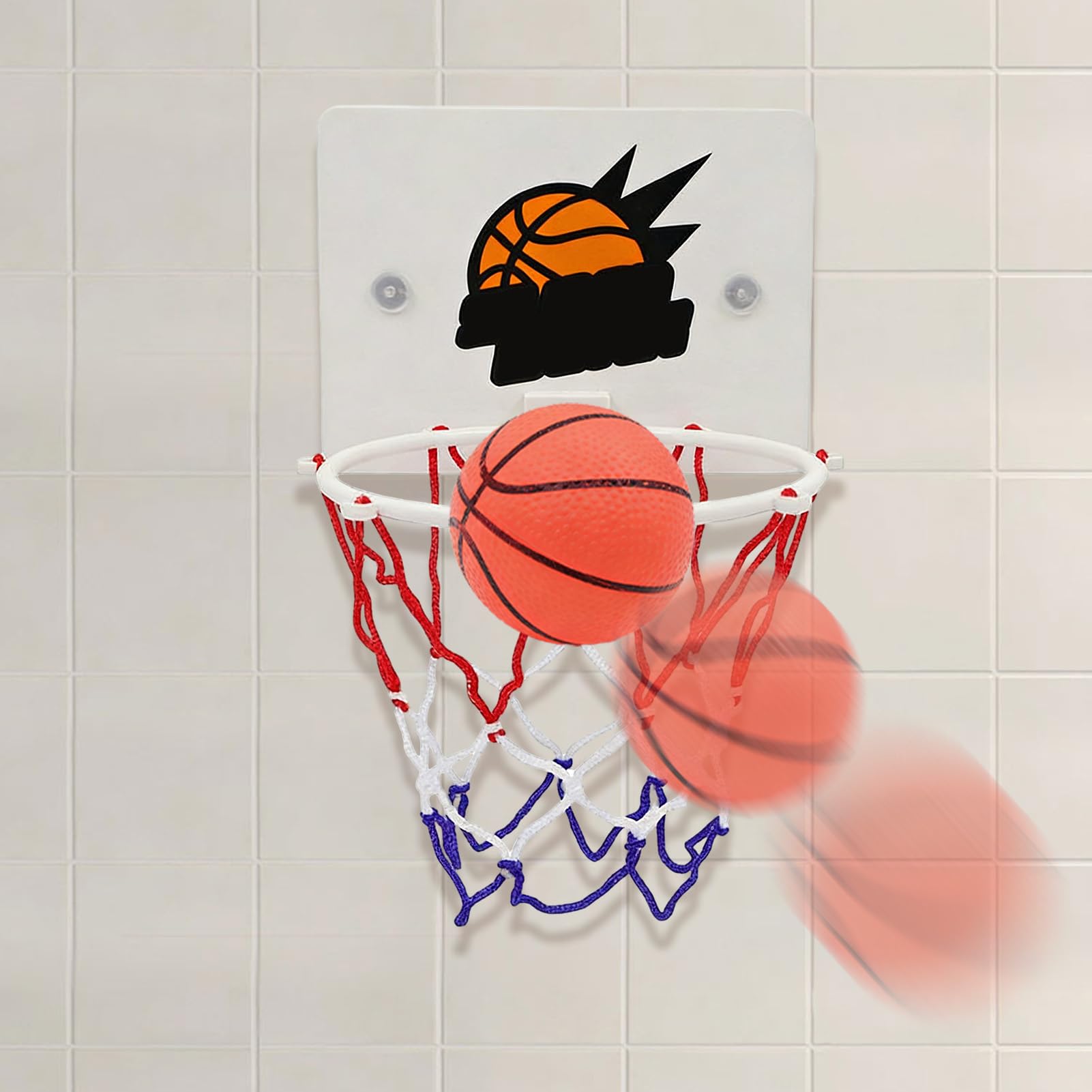 HOTUT – Mini Panier De Basket Pour Bain – 2 En 1, 5 Balles, Ventouses, Cadeau Garçon Fille Dès 3 Ans