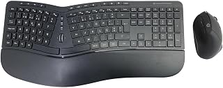 Conceptronic ORAZIO02PT Ergo Kabelloses Set aus ergonomischer Tastatur und vertikaler Maus, portugiesisches Layout, Schwarz