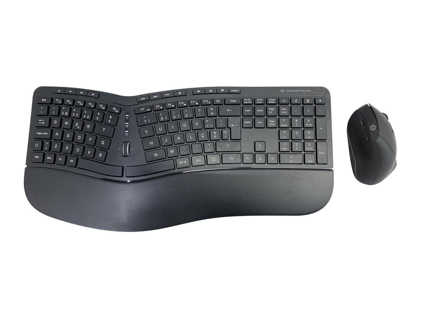 Conceptronic ORAZIO02PT Ergo Wireless Keyboard and Vertical Mouse Set - Portuguese Layout - Black
