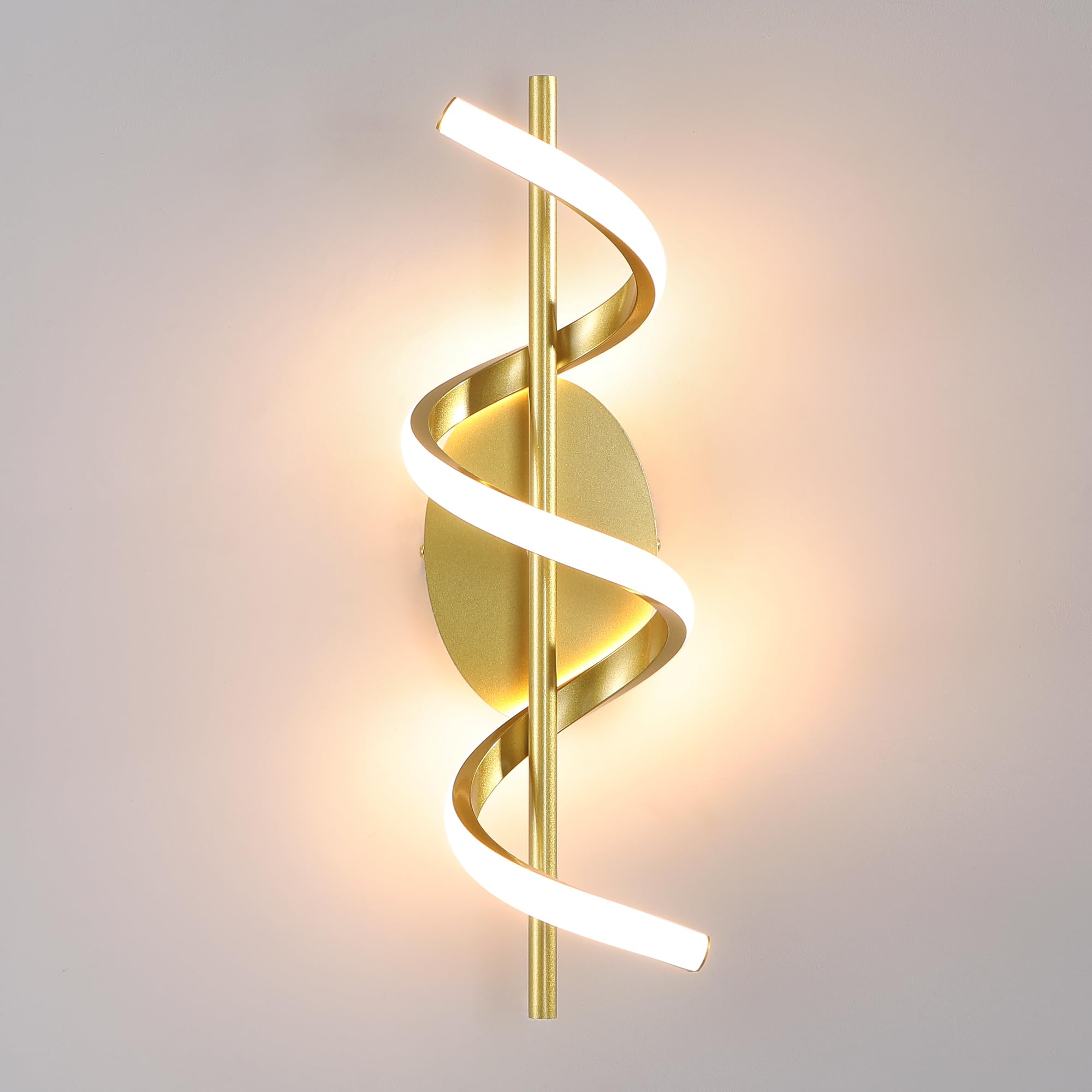 MELAYR Wall Lights,14W LED Wall Lamp,Modern Spiral Design, 3000K Warm White Light,1400LM Wall Sconce Lights for Living Room Bedroom Hallway Stairs,Indoor,Gold, Ra≥80