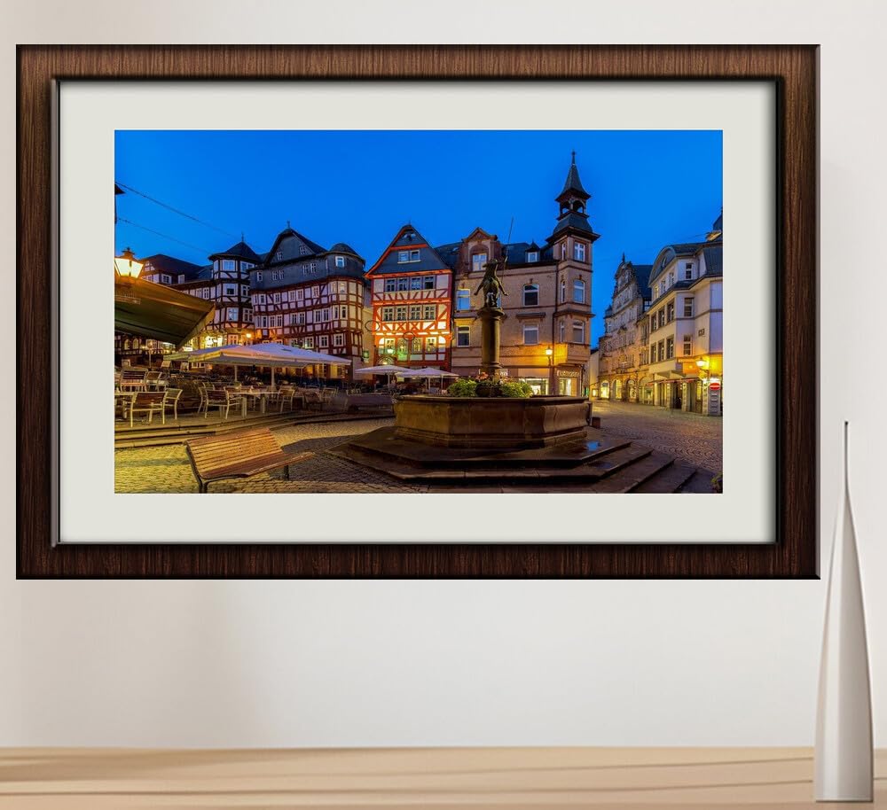 JVERF - JZZI04934 Germany Houses Evening Marburg Market Square Town| Self-Adhesive Painting | Frameless