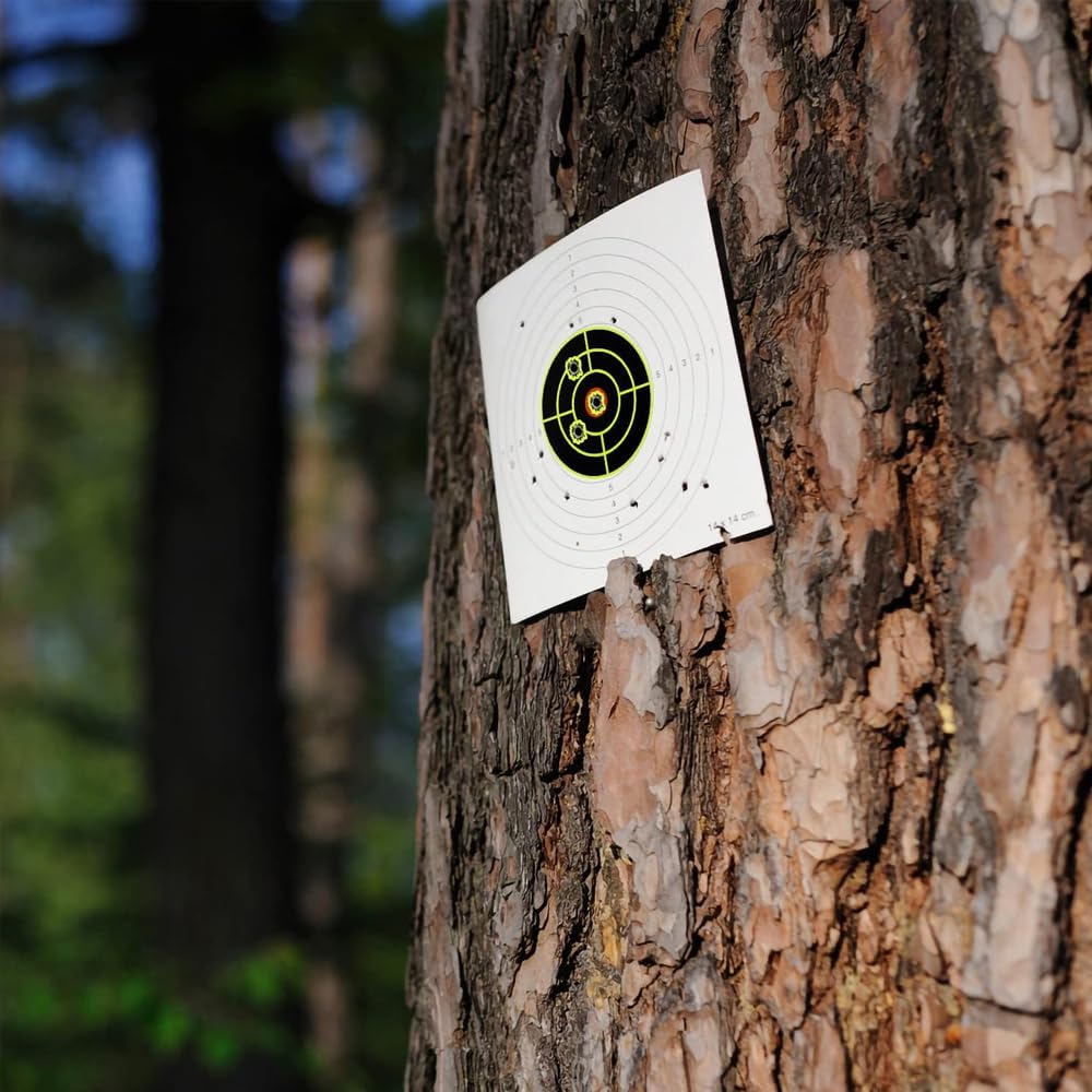 Airsoft-Targets – 100pcs Paper Target Stickers with Fluorescent Red Black Bullseye for Enhanced Practice
