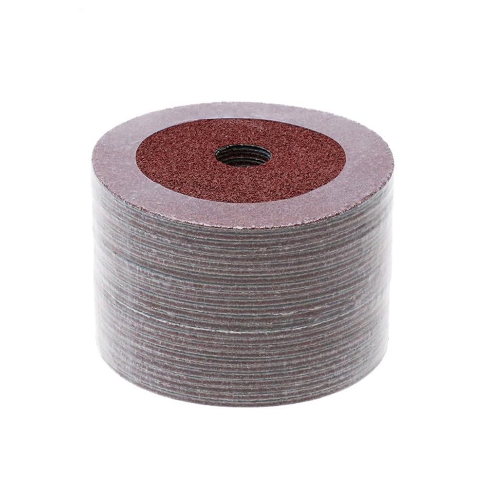 Discos de Lijado de Fibra de Resina de 5 Pulgadas con Mandril de 5/8" para Amoladora Angular, Accesorios para Herramientas abrasivas rotativas, Paquete de 50, Grano 60,