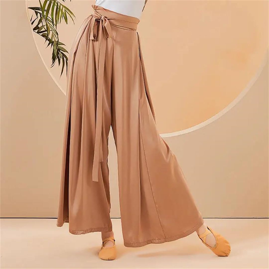 Hgvcfcv Women Dance Classical Dance Pants Women Loose Wide Leg High Waist Lace-Up Flowing Trouser Dance Wear