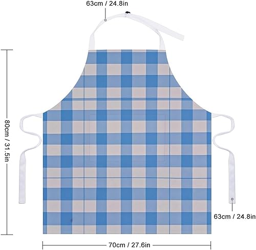 Miniatura 2 de Personalized Blue And White Adult Apron, Kitchen Cooking Aprons for Woman Man, Adjustable Bib Apron with Pocket for Baking, BBQ Crafting Outdoors,