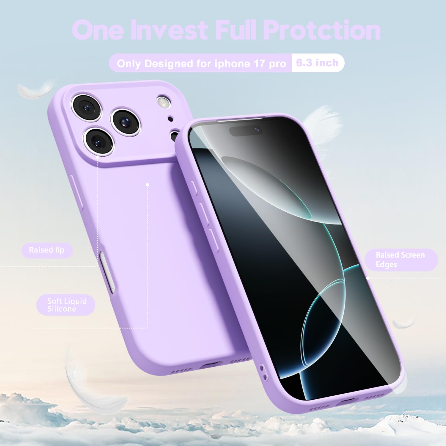 oakxco for iPhone 16 Pro Max Case Liquid Silicone, Soft Rubber Gel Elegant Aesthetic Basic Simple Cover, Cute Thin Slim TPU Matte Solid Color Plain Smooth Case for Women Girl, Light Pink — view 1244