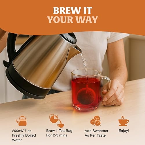Vista 58 de HANDPICK, Bolsas de té negro orgánico English Breakfast (100 unidades) USDA Orgánico, sin OMG Té negro fuerte, robusto y alto en cafeína Bolsas