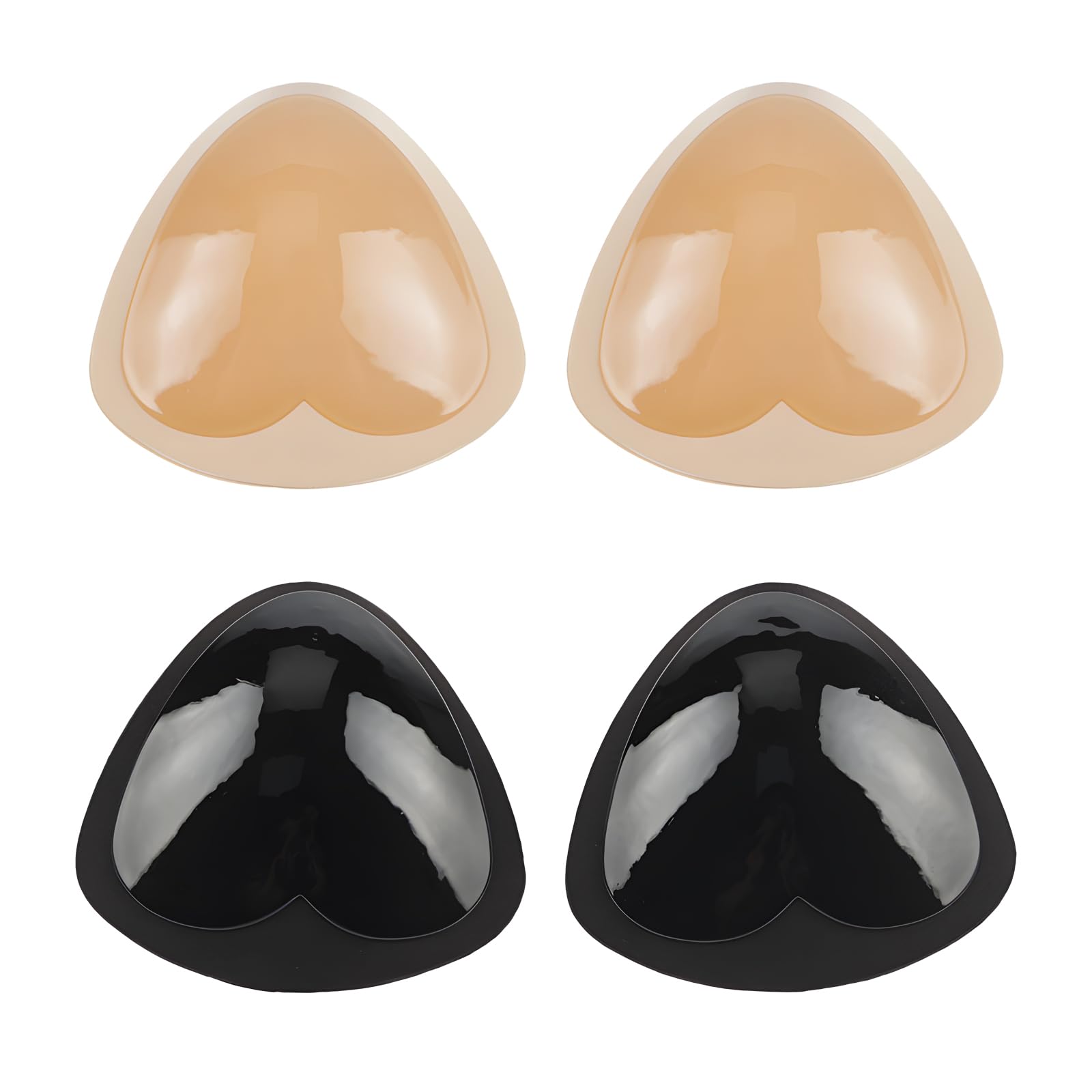 GMHLLES 2 Pairs Stick on Bra,Sticky Bra Inserts,Reusable Snowy Sticky Inserts,Invisible Design,Suitable for Evening Dresses,Wedding Dresses and Backless Strapless Clothing (Skin Color + Black)