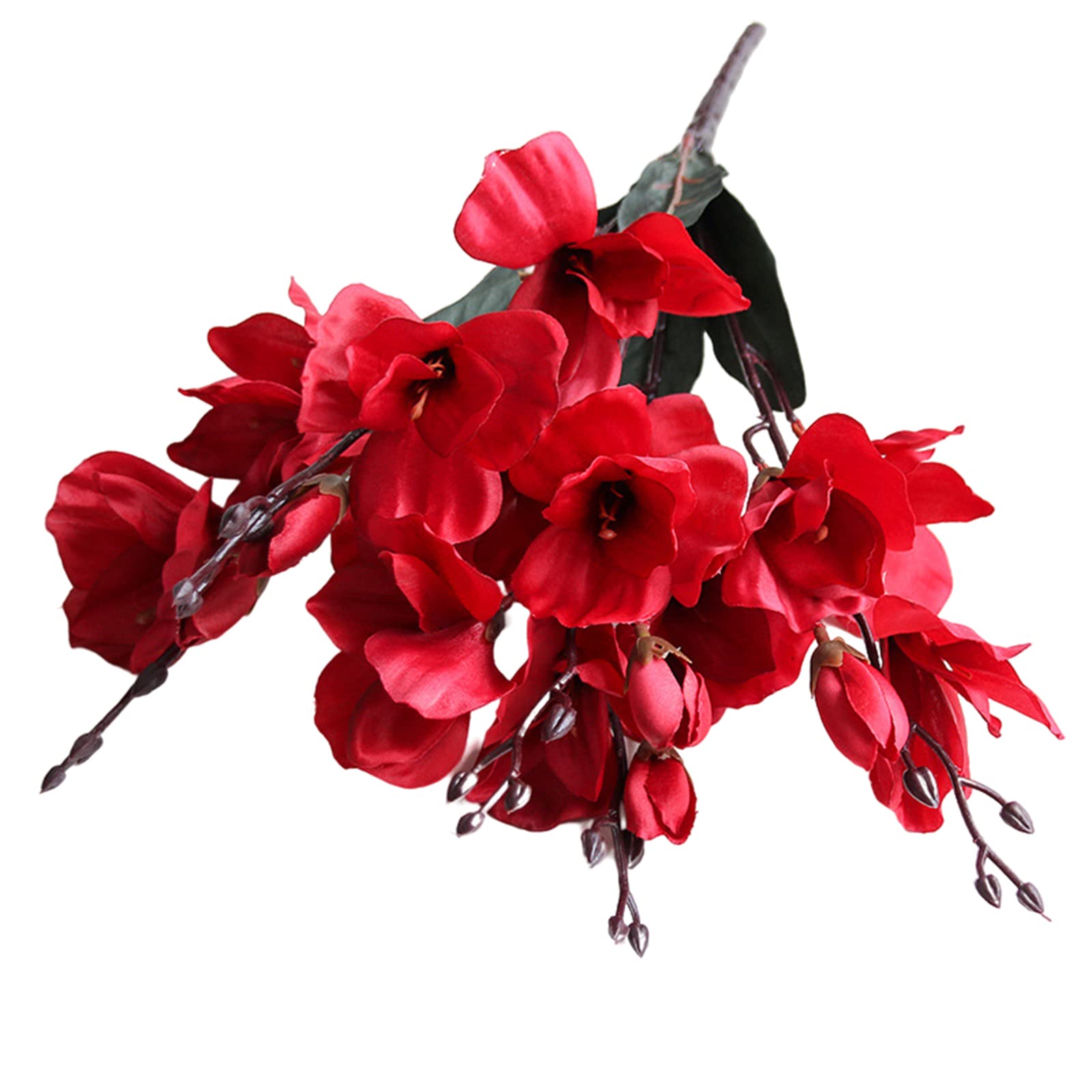 Blanketswarm Magnolia Flowers Artificial,Realistic Faux Magnolias Silk Magnolia Flowers with Stems Magnolia Faux Flowers Arrangement for Table Centerpiece Wedding Holidays Party Home Decor(Red)