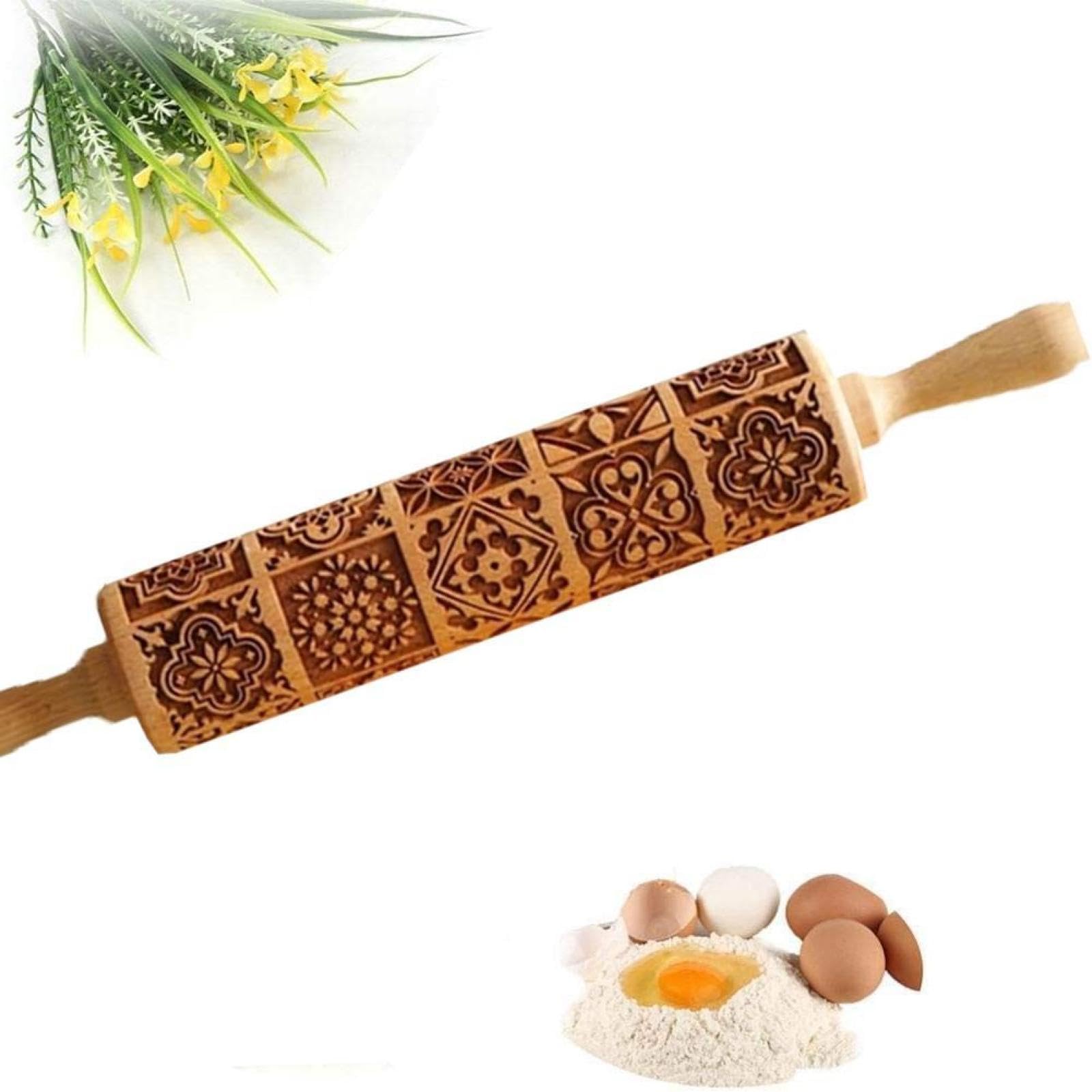 Nudelholz, Nudelholz, exquisites Muster, Holzprägung, Backwerkzeuge