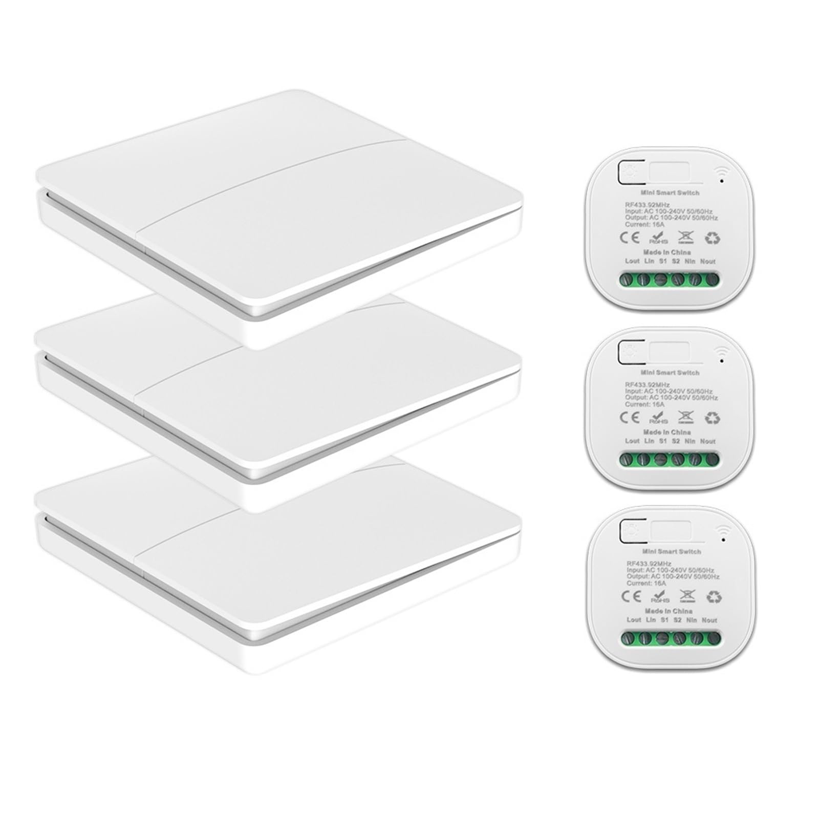 Interrupteur d'éclairage mural sans pile ni batterie kit télécommande étanche 3x2gang