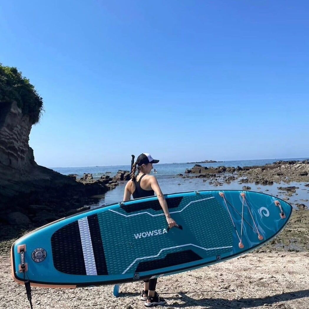 WOWSEA aufblasbare PaddleBoards, 3400 g Schwerer Dropstitch-Kern, rutschfestes Eva-Deck