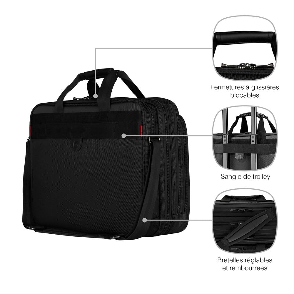 WENGER Legacy 17 Mallette pour Ordinateur Portable 17 Pouces, Porte-Documents, Système d’Organisation, 26 l, Femmes Hommes, Bureau Voyages d’Affaires Uni, Noir/Gris, 600655