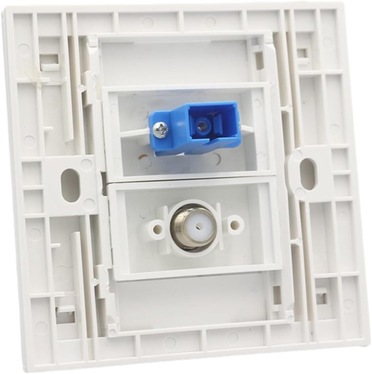 SC UPC fiber optic wall socket with digital TV F-type DTV, white faceplate(86x86mm)