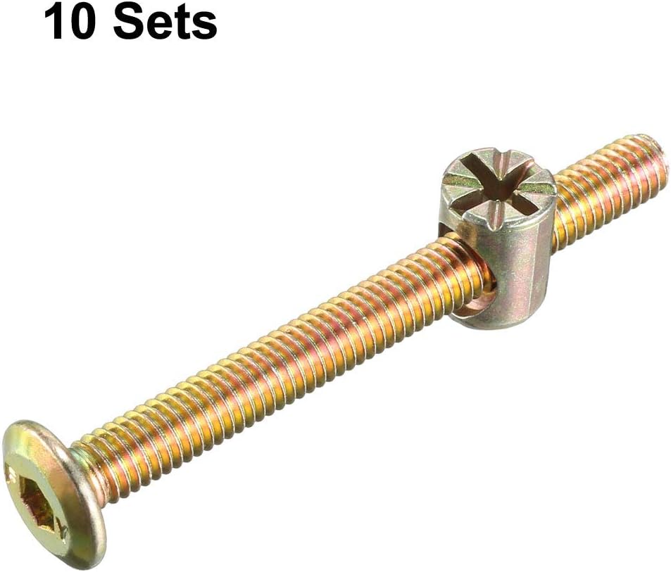 Crеаtіvе Prоduсt uxcell M6x60mm Furniture Bolt Nut Set Hex Socket Screw with Barrel Nuts for Beds Headboards Chairs 10 Sets