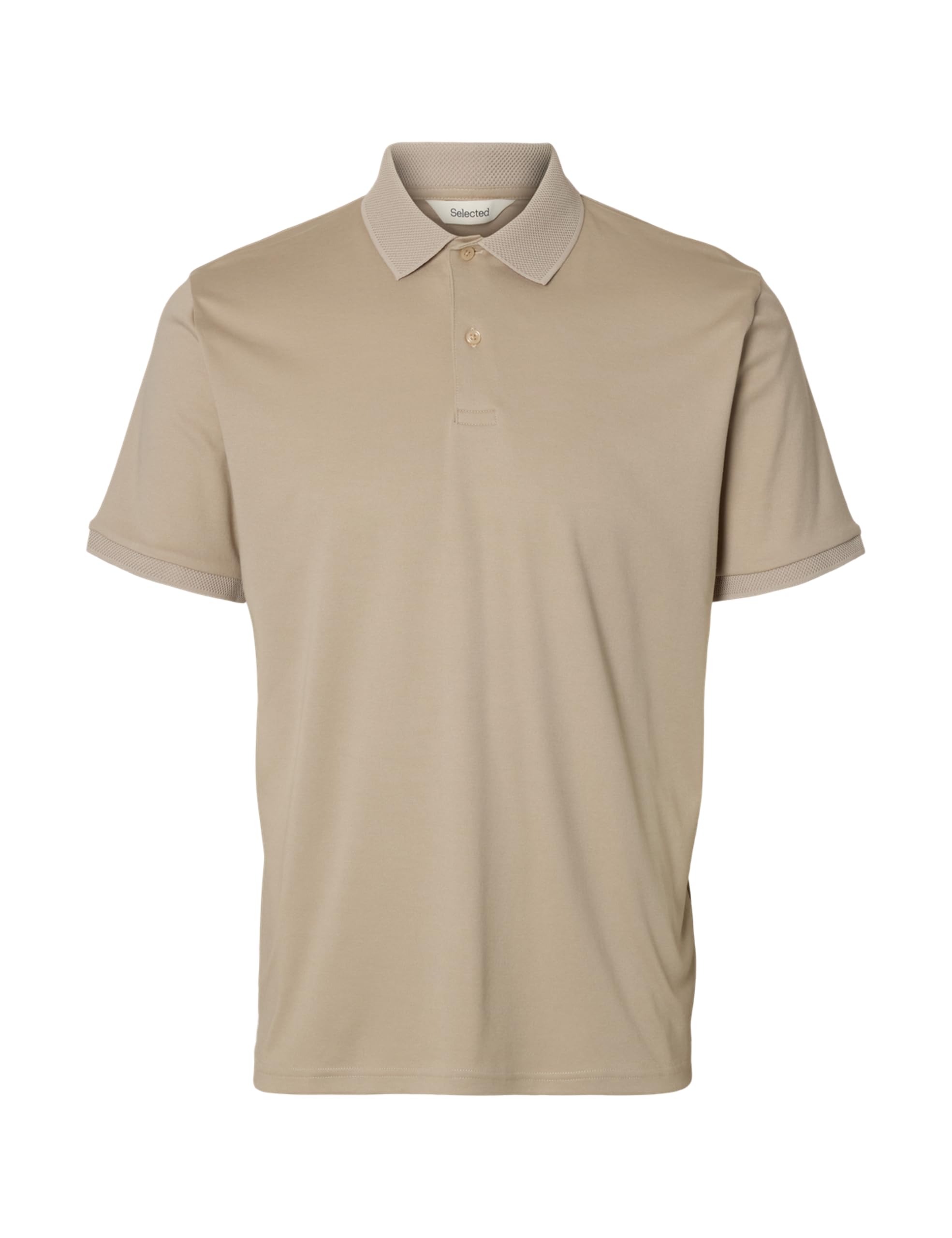 SELECTED HOMME Men's Slhfave Button SS Polo Noos, Oatmeal, XL