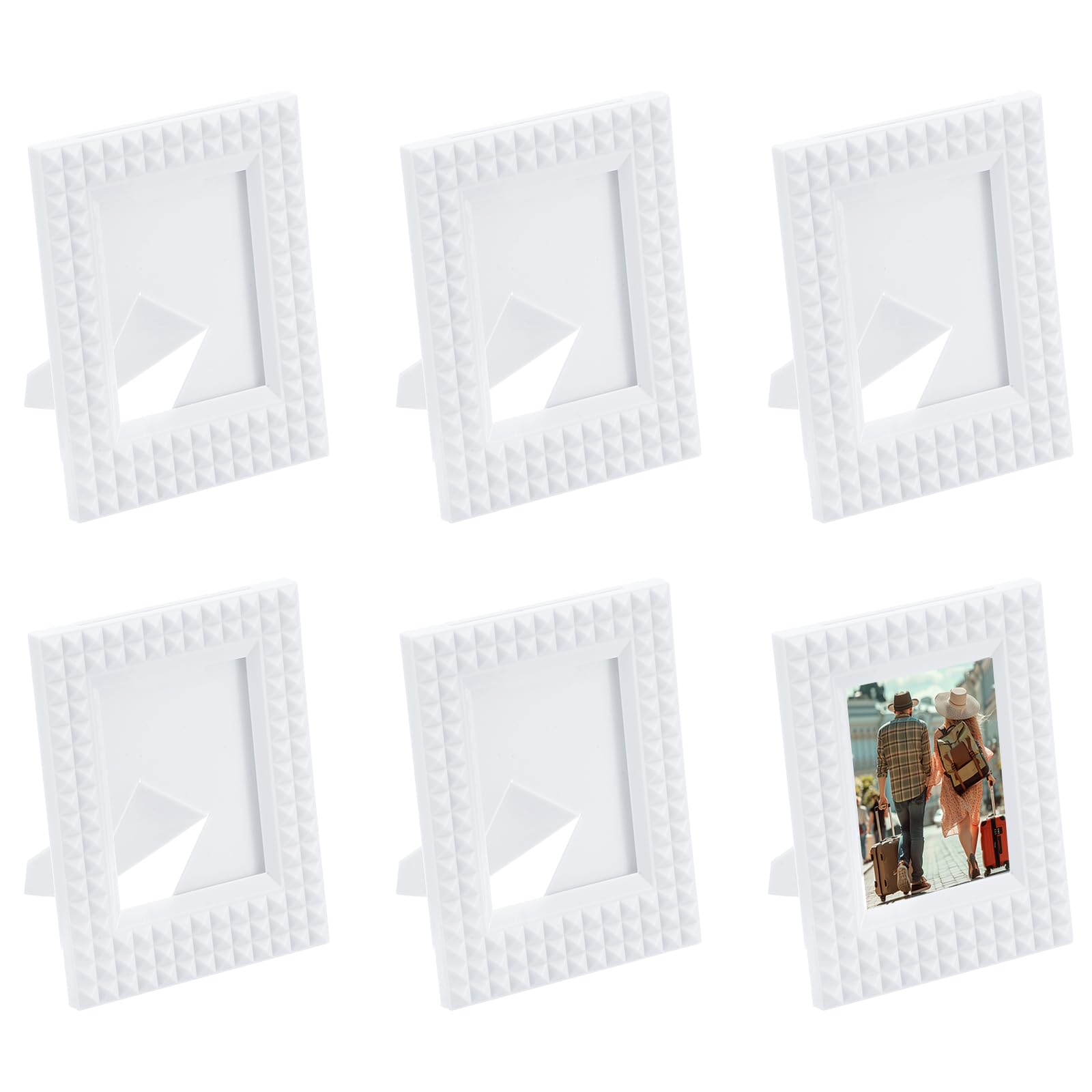 Mini cadre photo 4.5x6.1 cm uxcell en plastique blanc style rustique lot de 6