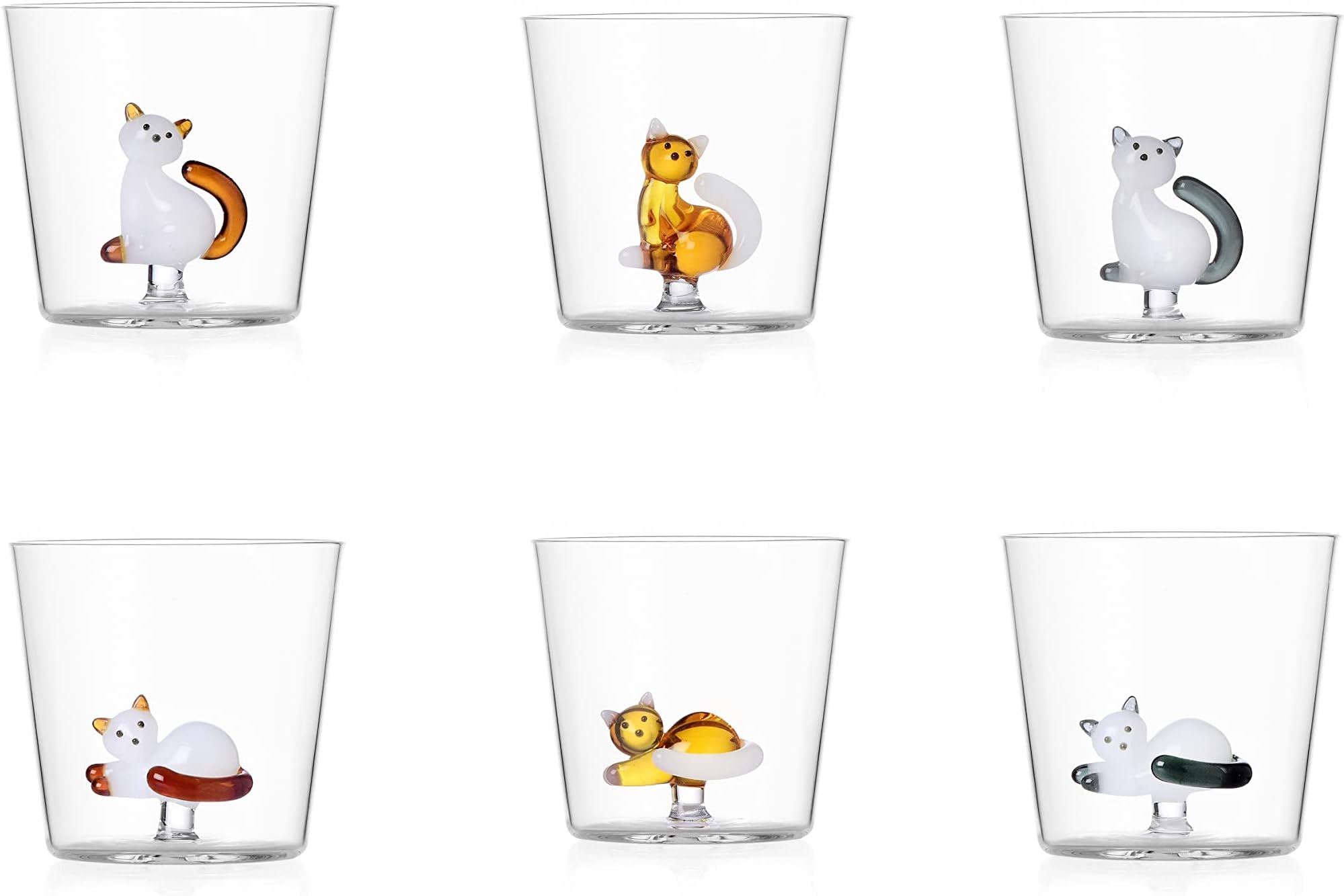 Ichendorf Animal Farm Set 6 bicchieri Long Drink in vetro borosilicato, decori assortiti