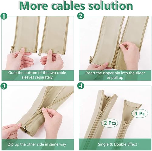 Miniatura 4 de Funda flexible para organización de cables con cremallera, sistema organizador de cables extensible, soporte de cubierta de cable de alambre,