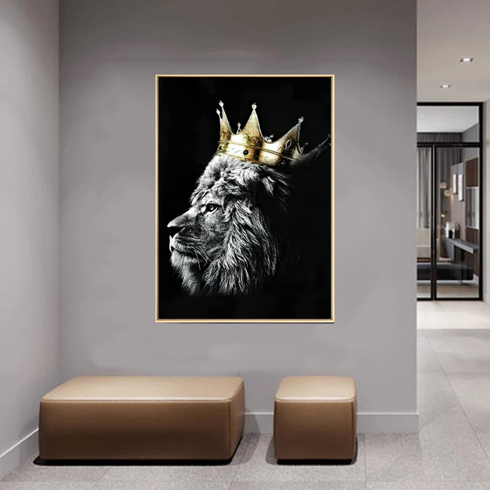 Empire Interactive - Stampa su tela, con leone e leonessa, per soggiorno, camera da letto, decorazione per la casa, senza cornice(B,2x60x90cm)