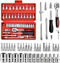 Fancy Products 46 in 1 tool kit Drive Socket Set Auto Repair Hand Tool Ratchet Hex Wrench Set, Tool Kit For Automotive Repair, Household, Car & Bicycle Repairs Metric Screwdriver Set With Storage Case