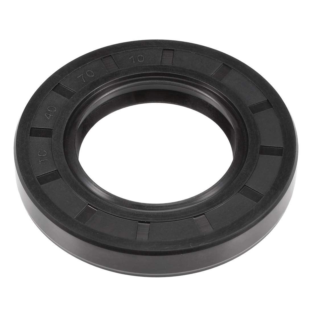 uxcell Oil Seal, TC 40mm x 70mm x 10mm Nitrile Rubber Cover Double Lip with Spring for Bearing Shaft, Black Pack of 1
