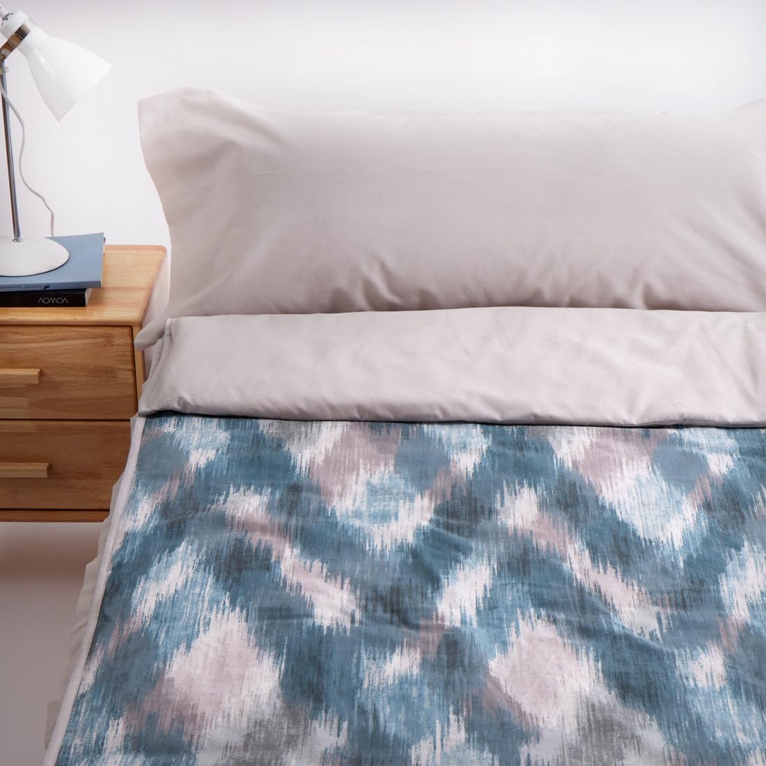10XDIEZ Saco Nórdico Ajustable con Relleno y Cremalleras Laterales, en Algodón y Poliéster, para Camas de 80 a 105 cm - Azul, Cama de 90cm