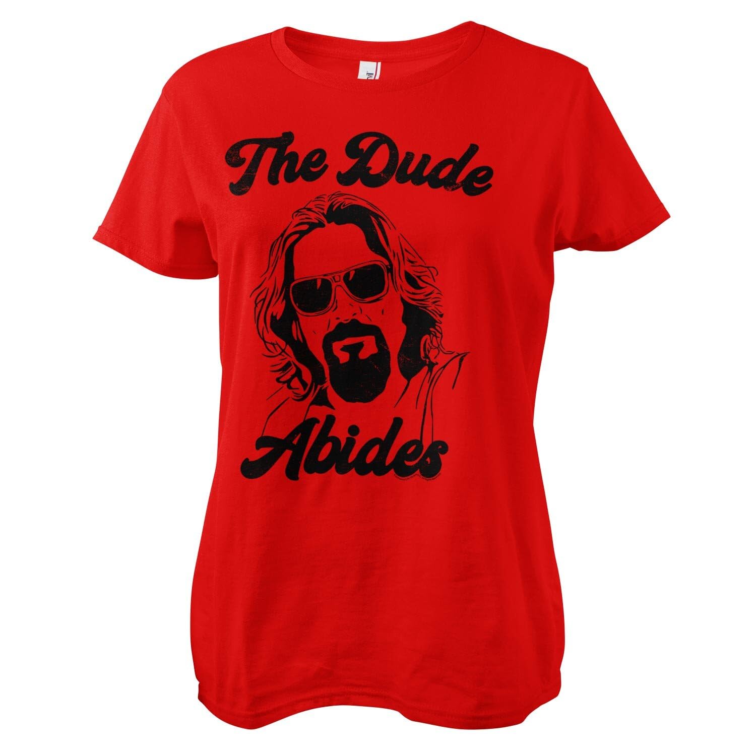 The Big Lebowski Women's Red Officially Licensed The Dude Abides T-Shirt (Red), Large