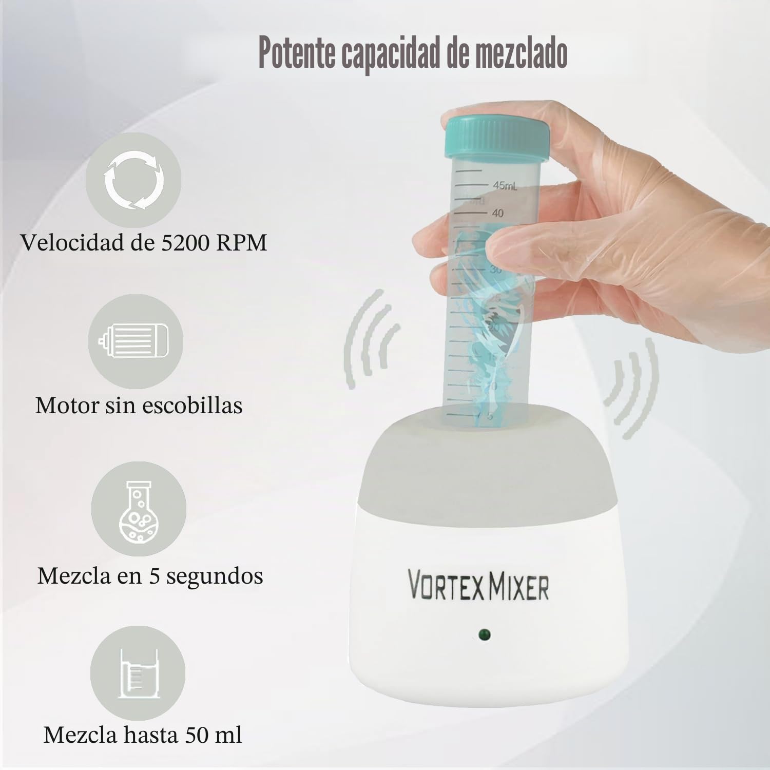 ABEST 5200rpm Mini Vortex Mezclador Agitador de Pintura,Agitador Vortex de Laboratorio con Función Táctil para Esmalte de Uñas,Tinta de Tatuaje,Pegamentos Adhesivos y Tubos de Ensayo (gris)