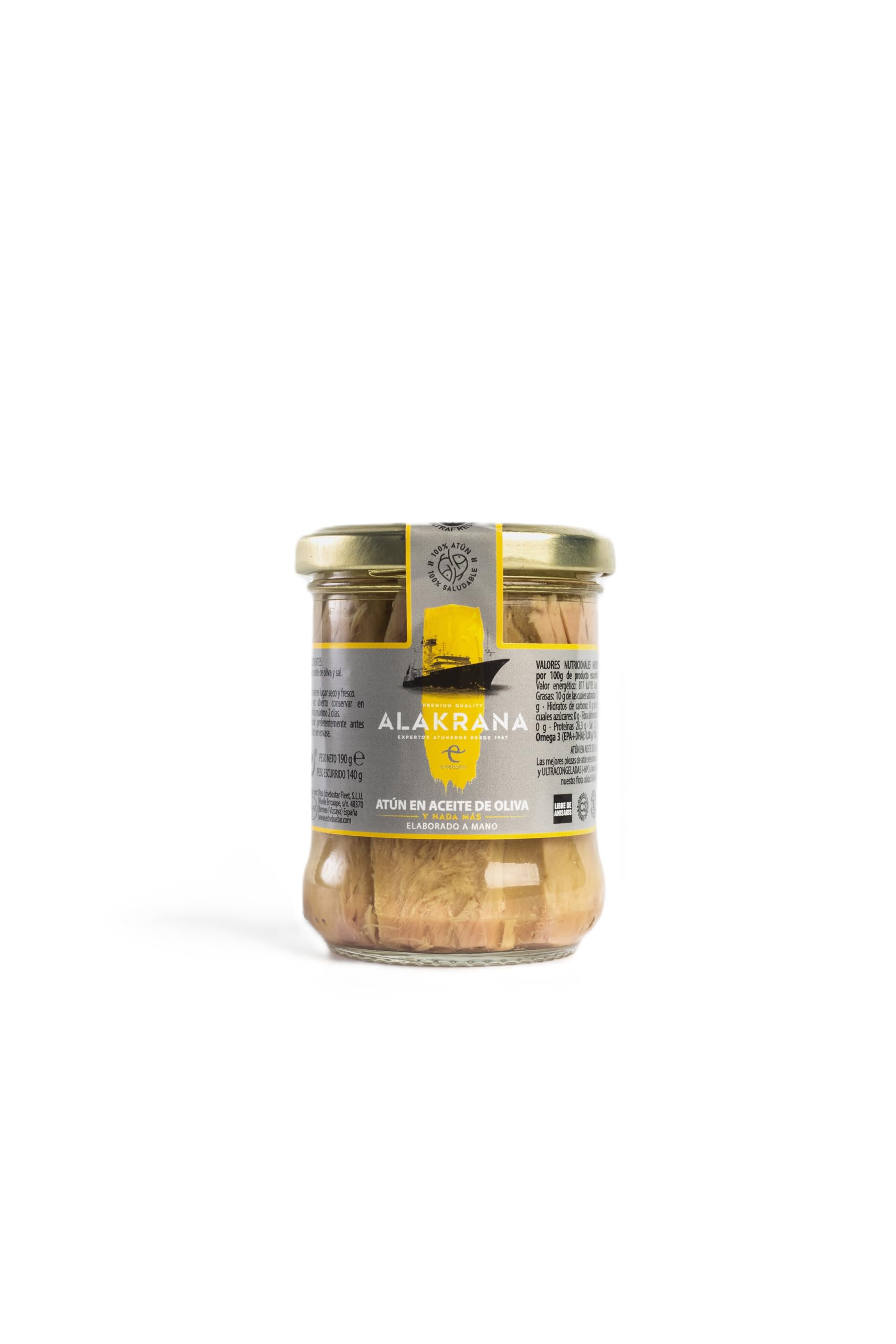 Lomos de Atún Ultra Alakrana en aceite de oliva, 1 pack de 12 tarros de 190gr