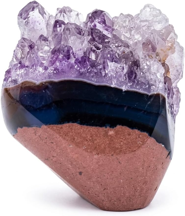 Natural Amethyst Stone with Rare Bluish Bands, Polished Freeform Amethyst Crystal