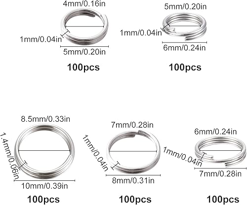 Miniatura 2 de SUNNYCLUE 1 caja de 500 piezas de anillo dividido de acero inoxidable 304, anillo de metal plateado, doble bucle, mini conectores para hacer joyas,