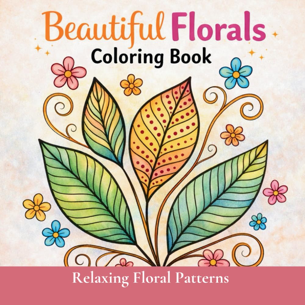 Beautiful Florals Coloring Book: Relaxing Floral Patterns for Adults | Stress Relief Coloring Book with Flowers, Leaves, and Botanical Designs for Relaxation, Mindfulness, and Creative Calm