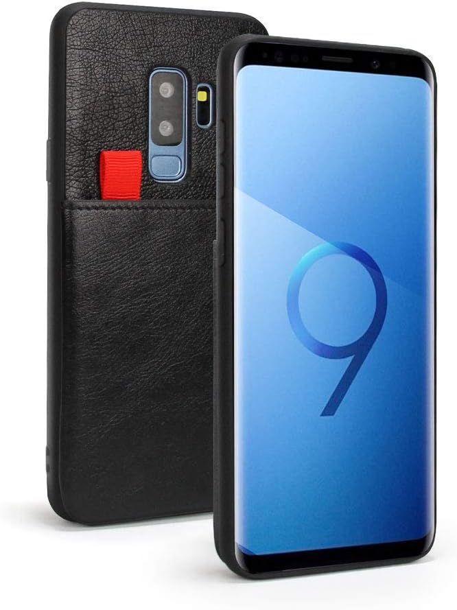 VENRODEX Shockproof Protective Premium PU Leather Case for Samsung Galaxy S9+ Plus 6.2"(2018) with Card Holder (Black)