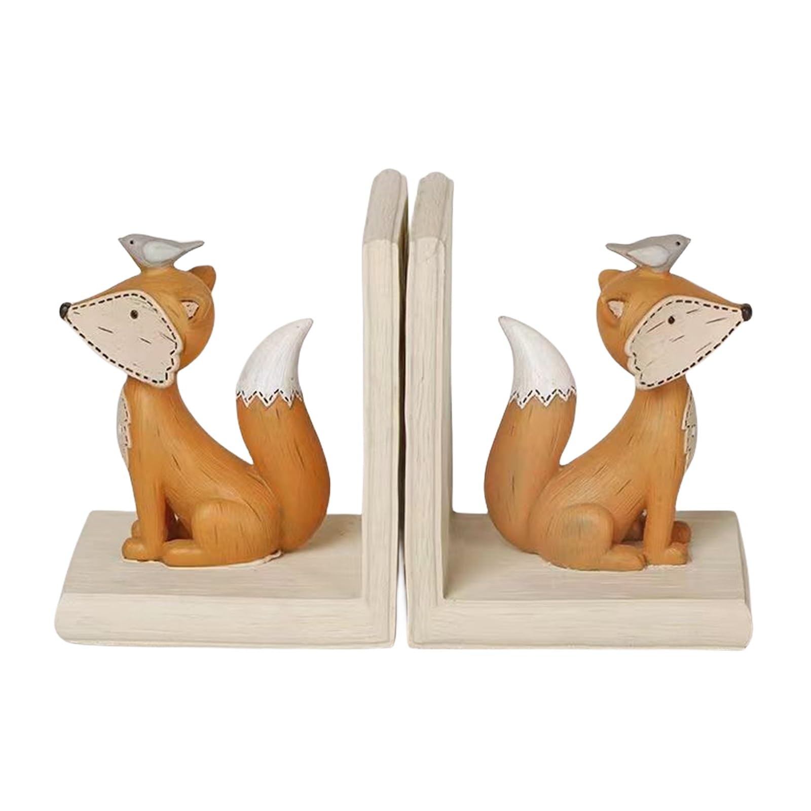 Fox bookends, Decorative Bookends for Shelves, Little Fox Bookend, Wooden BookEnds, Cute Animal Bookends, Unique Book Ends to Hold Books, Non Skid Bookshelf Stopper, for Home Office Decoration