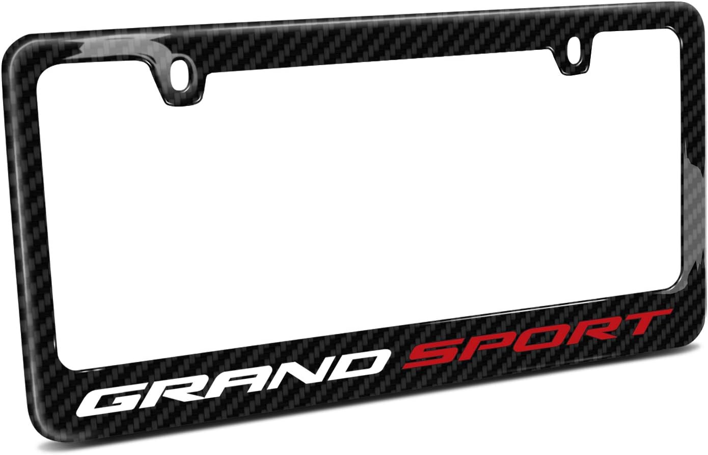 iPick Image Made for Chevrolet Corvette C7 Grand-Sport Black Real 3K Carbon Fiber Glossy Finish License Plate Frame