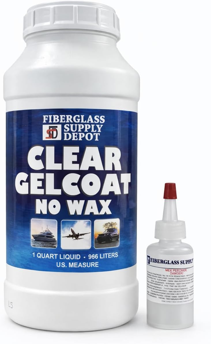Fiberglass Supply Depot Inc. Clear UV Gelcoat No Wax Quart with 15cc Hardener (MEKP)