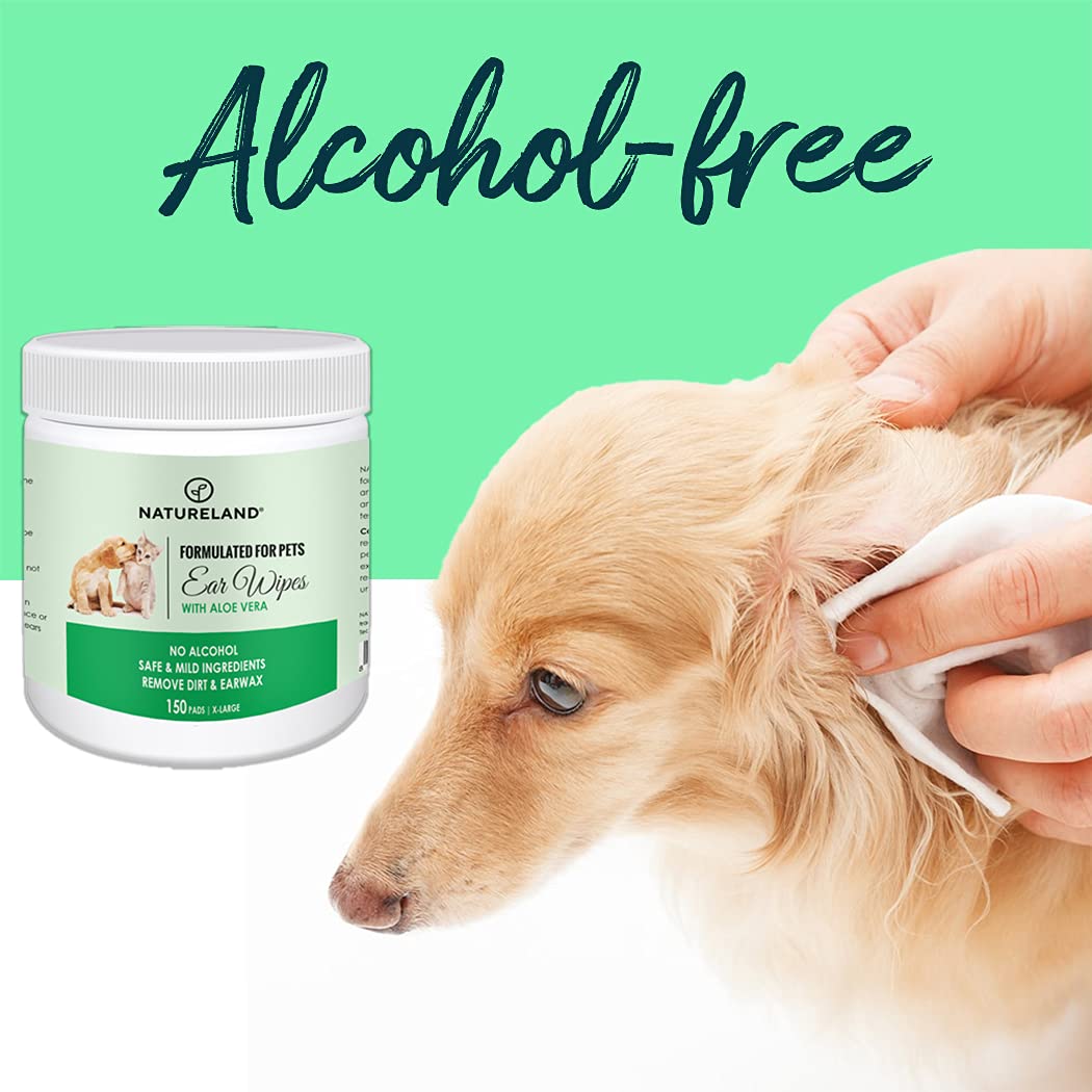[150 pcs Extra-Large] Natureland Dog Ear Wipes - Extra Large Pads [170%] - Otic Cleaning Wipes for Infections and Controlling Ear Infections and Ear Odor in Pets - image 4