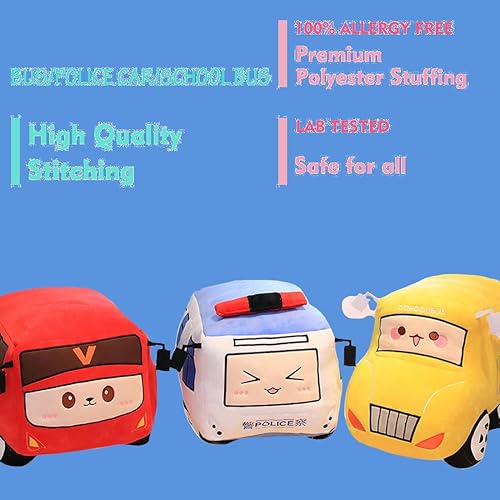 Miniatura 2 de ELAINREN Juguete de peluche de coche de policía de simulación en 3D, regalos de peluche para niños, forma de coche de dibujos animados, decoración