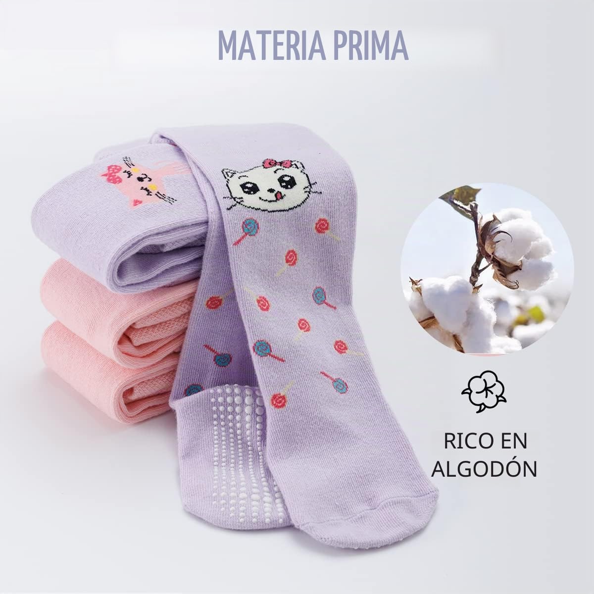 Leotardos para bebés niña ，Polainas Antideslizantes Medias para bebés niñas Ropa Infantil para Recién Nacido, Polaina de Tejido de algodón