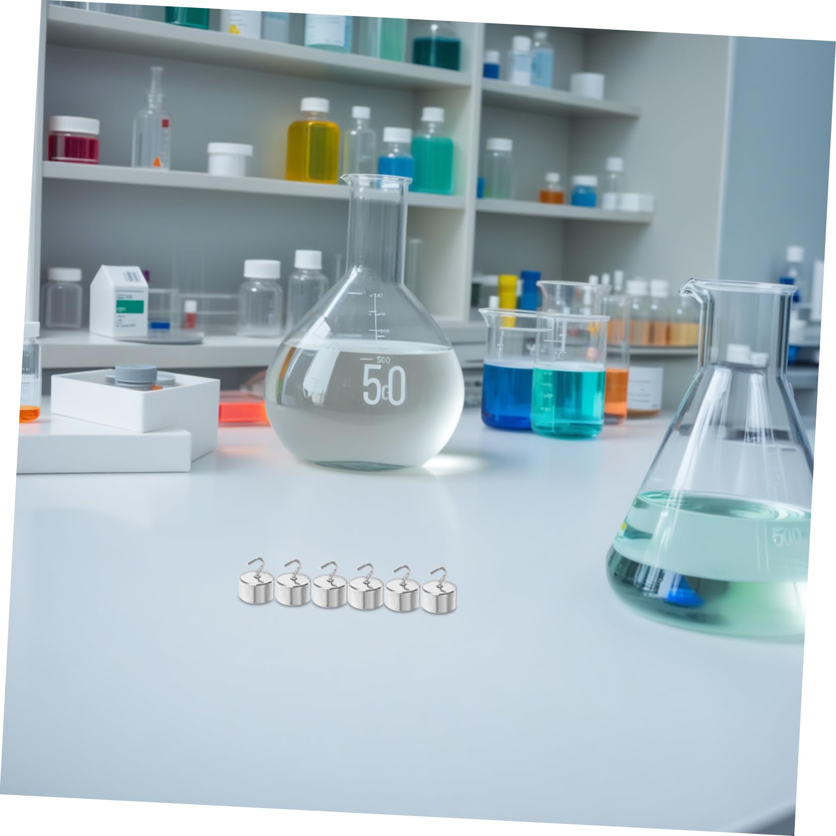 Gatuida 50 Piezas Pesas de Laboratorio Pesas de Gancho de Hierro Cromado Doble Gancho para Laboratorios de Ciencias Generales y Física para Física